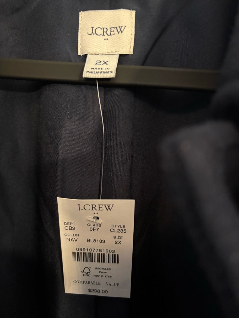 J. Crew Navy Wool-Blend Cropped Pea Coat with Gold Buttons - Picture 3 of 6